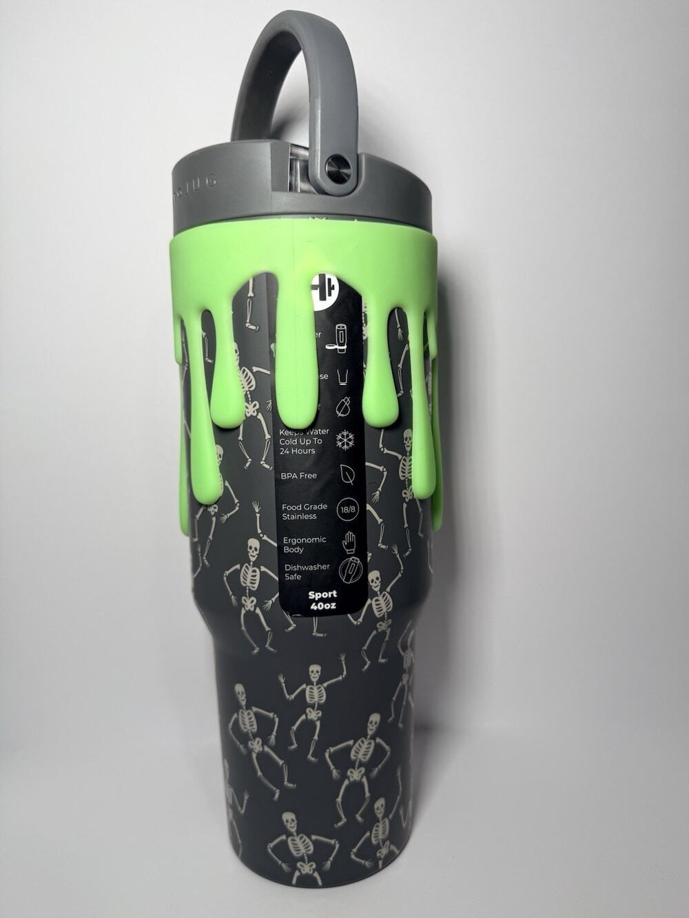 Hydrojug Halloween DEAD SERIOUS 40oz Sport Traveler Tumbler + Slime Sleeve NWT